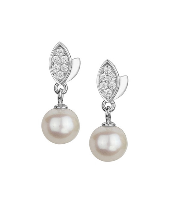Boucles d'oreilles argent, perles d'eau douce et oxydes de zirconium