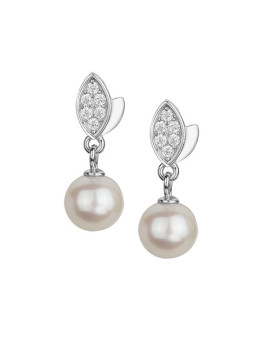 Boucles d'oreilles argent, perles d'eau douce et oxydes de zirconium