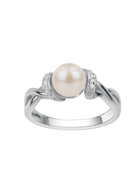 Bague argent, perles d'eau douce et oxydes de zirconium