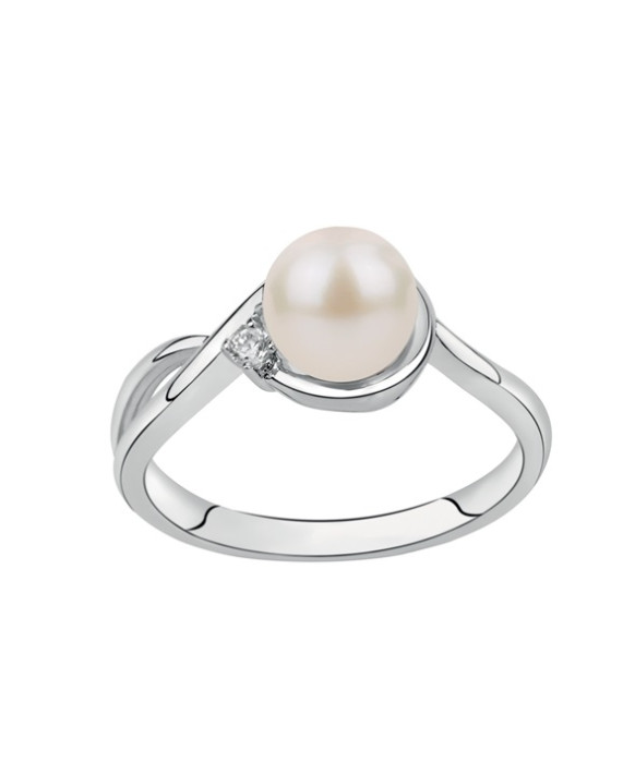 Bague argent, perles d'eau douce et oxyde de zirconium