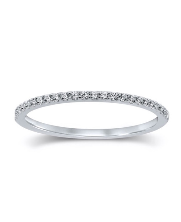 LILLY, Alliance or blanc 750/1000ème et diamants 0,10ct