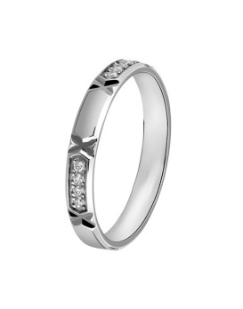 AURIANE, Alliance or blanc 750/1000ème et diamants