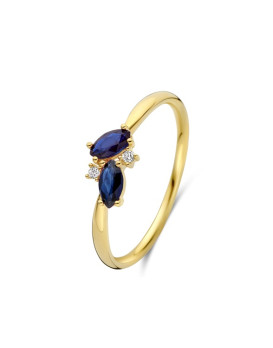 Bague Saphirs  et Diamants Or jaune 750/1000ème