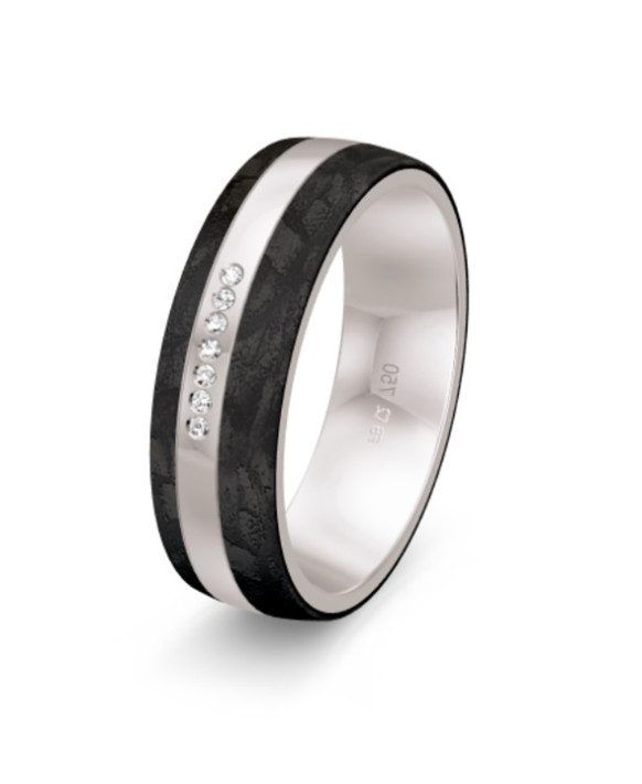 ANIA, Alliance or blanc 750/1000ème carbone et diamants