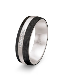 ANIA, Alliance or blanc 750/1000ème carbone et diamants