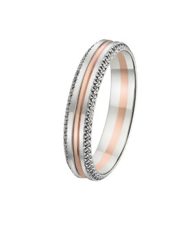 MELODIE, Alliance bicolore or blanc et rose 750/1000ème