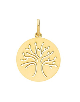 Médaille ronde Arbre de Vie or blanc 375/1000ème