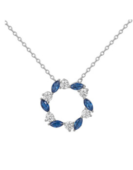 Collier argent, spinelle synthétique et oxydes de zirconium