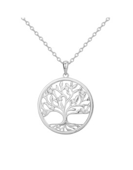 Collier argent arbre de vie et oxydes de zirconium