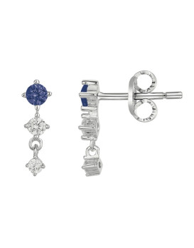 Boucles d'oreilles argent, oxydes de zirconium et spinelles synthétiques
