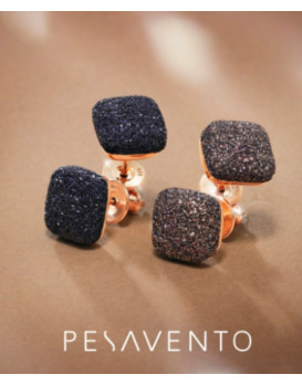 Boucles oreilles argent teinté RoseGold  PESAVENTO  Collection Polvere noir WPLVO608