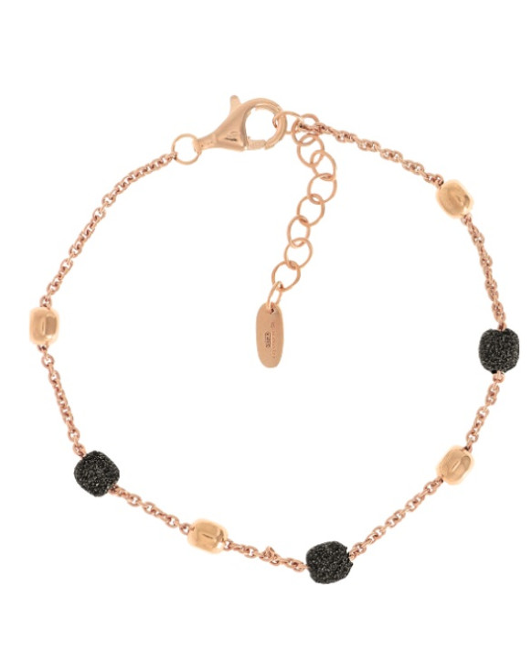 Bracelet  argent teinté RoseGold  PESAVENTO  Collection Polvere  noir WPLVB908