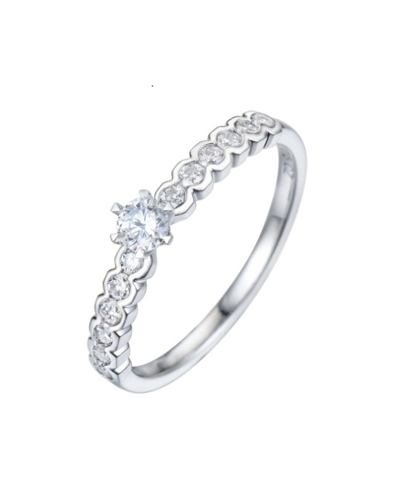GABRIELLA, Bague Solitaire  Diamant  accompagné 0,41 ct Or blanc 750/1000ème