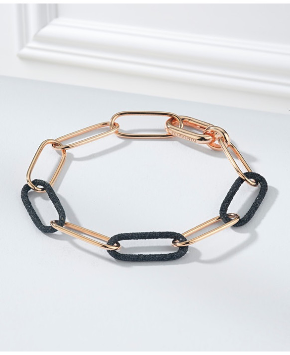 Bracelet  argent teinté RoseGold  PESAVENTO  Collection Polvere  noir WPLVD487