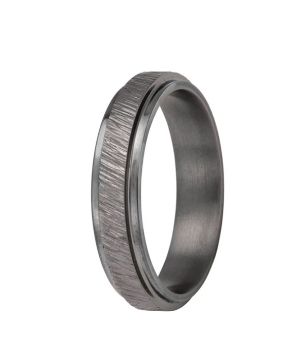 Alliance en tantale homme 5 mm – STRADALE Black Elephant  surface striée en tantale pur 