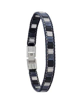 ORION, Bracelet homme acier, tissus et perles de verre  JOURDAN JH250019B
