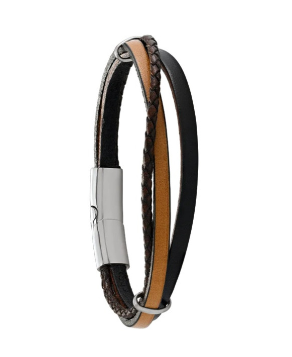 PABLO, Bracelet homme cuir et acier JOURDAN JH150184B