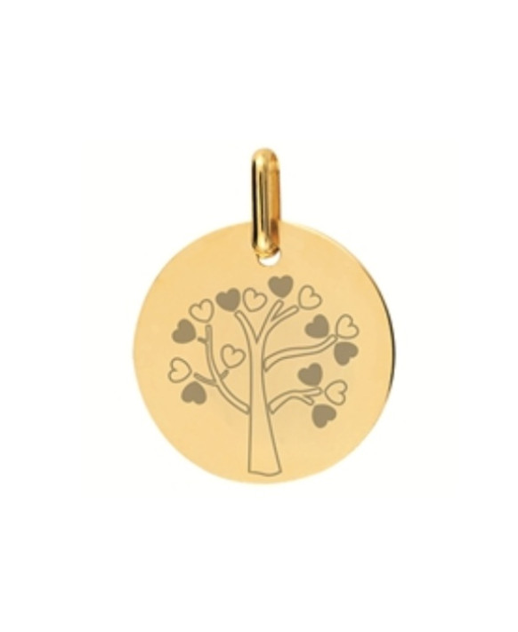 Médaille ronde motif Arbre de Vie  or jaune 375/1000ème