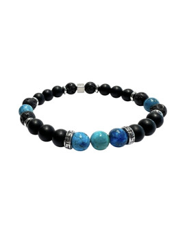 Bracelet homme agates noires et opales bleues IKOBA BROPB28