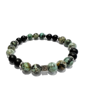 Bracelet homme turquoise africaine, et acier IKOBA BRTA28