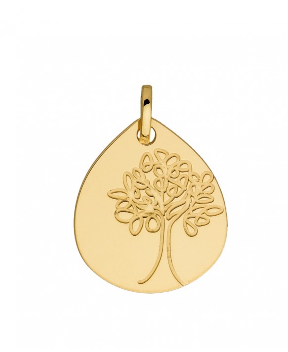 Médaille goutte Arbre de Vie or jaune 750/1000ème