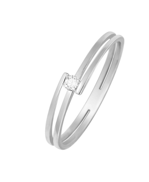 Bague Solitaire Diamant  0,05 ct Or blanc 750/1000ème