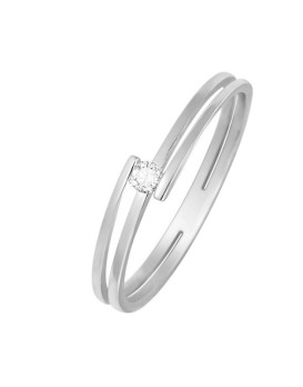 Bague Solitaire Diamant  0,05 ct Or blanc 750/1000ème