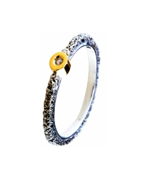 Bague or, argent oxydé et diamant ARIOR Barcelona 3680824-XU Collection Desert