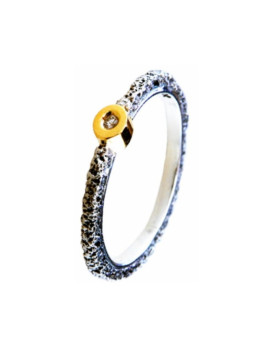 Bague or, argent oxydé et diamant ARIOR Barcelona 3680824-XU Collection Desert