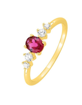 Bague plaqué or et oxydes zirconium blancs et rouge