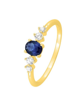 Bague plaqué or et oxydes zirconium blancs et bleu