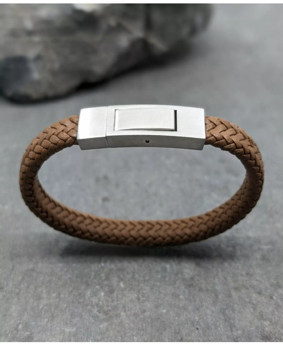 Bracelet homme cuir tressé marron IKOBA BCPM001