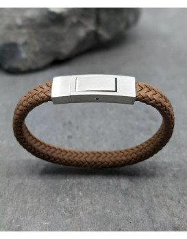 Bracelet homme cuir tressé marron IKOBA BCPM001