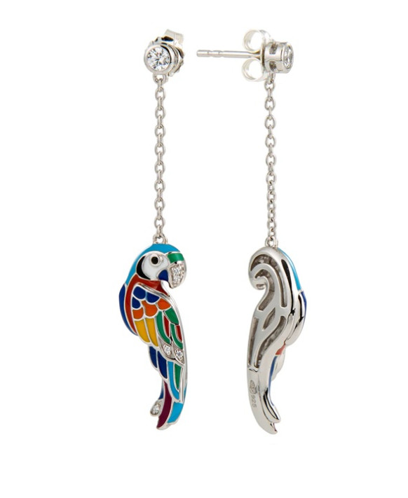 Boucles oreilles argent UNA STORIA, BO121212, collection Perroquet