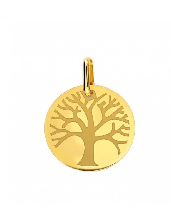 Médaille ronde gravée Arbre de Vie or 750/1000ème