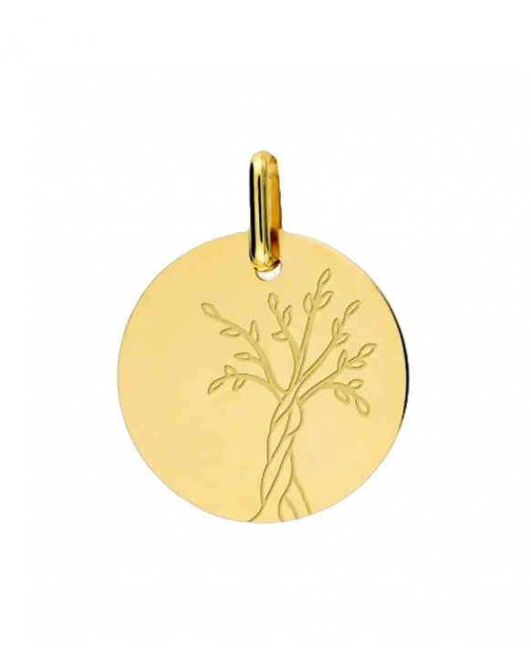 Médaille ronde motif Arbre de Vie  or jaune 375/1000ème