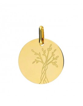 Médaille ronde motif Arbre de Vie  or jaune 375/1000ème