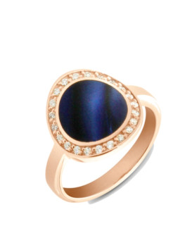 Bague or rose 750/1000ème résine nacrées et diamants CLOZEAU F719DBPR Collection Mikado