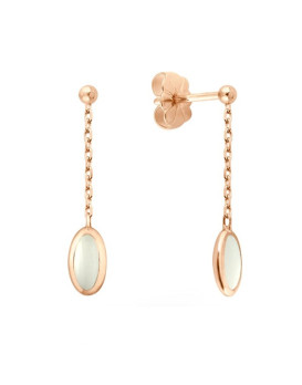 Boucles d'oreilles or rose 750/1000ème résine nacrées et diamants CLOZEAU Y157BR Collection Samba