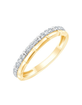 AVRIL, Alliance or blanc et jaune 750/1000ème et diamants 0,17 ct