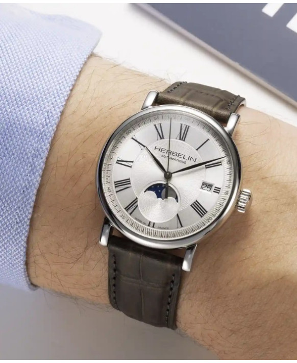 Montre homme automatique  phase de lune Herbelin 2847AP08GR  Collection Inspiration