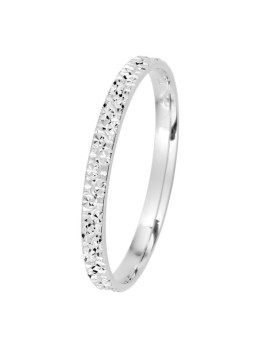 CHARLENE – Alliance femme fine 2 mm en or blanc 750/1000 (18 carats) facettée effet diamant