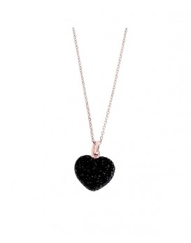 Collier coeur argent teinté RoseGold  PESAVENTO  Collection Polvere  noir WPLVE1753