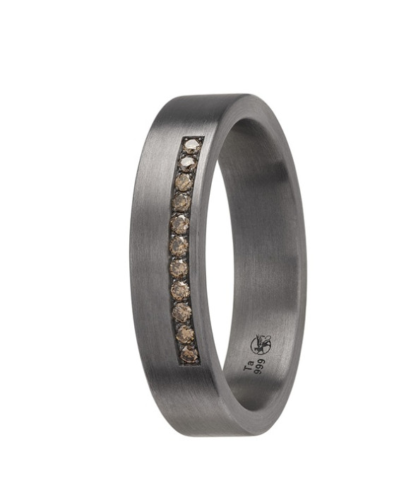 Alliance tantale homme 5 mm diamants cognac ZETHOS Ligne Brandy N°11