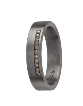Alliance tantale homme 5 mm diamants cognac ZETHOS Ligne Brandy N°11