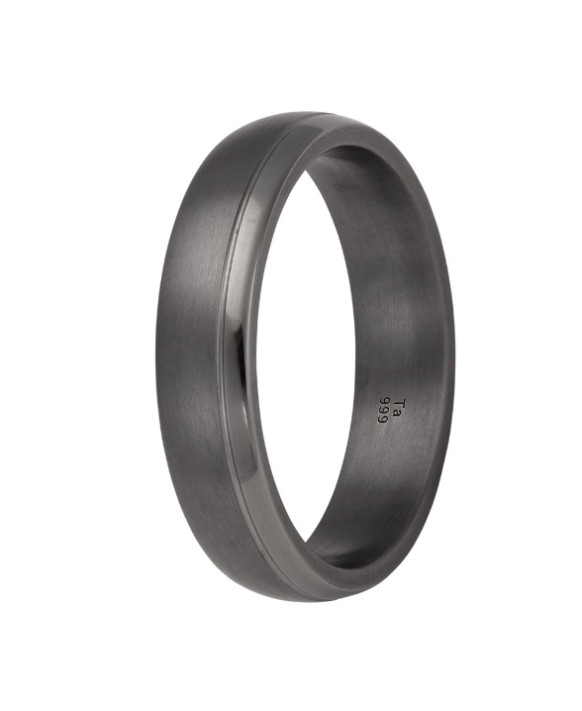 EXALUS – Alliance homme en tantale 5 mm  finition Gun et Shiny (tantale pur 999/1000)
