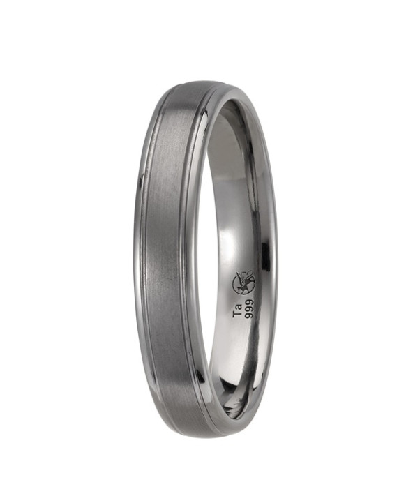 CRONOS – Alliance homme en tantale 4 mm  finition Gun et Shiny (tantale pur 999/1000)