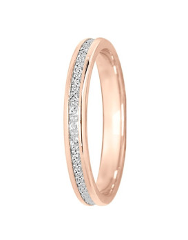 Alliance Alba en or rose et or blanc 750/1000ème, finition facettée effet diamant, largeur 2,5 mm