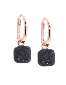 Boucles d'oreilles argent teinté RoseGold  PESAVENTO  Collection Polvere noir  WPLVO2625