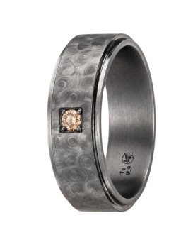 STRADALE Speed Brandy 7.5 – Alliance homme en tantale 7,5 mm avec diamant  couleur cognac finition Speed (tantale pur 999/1000)